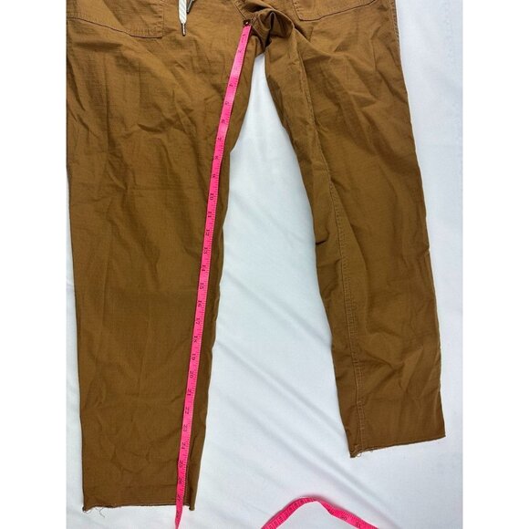 Vuori Ripstop Pants Ankle Length Raw Hem Pockets Hiking Brown, VW450, sz S - Picture 8 of 8